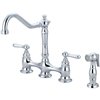 Pioneer Industries 2 Handle Kitchen Bridge Faucet with Side Spray - Polished Chrome
