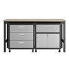 Manhattan Comfort Fortress 3-Piece Mobile Garage Cabinet and Worktable 5.0 - 72.4-in x 37.6-in - Grey