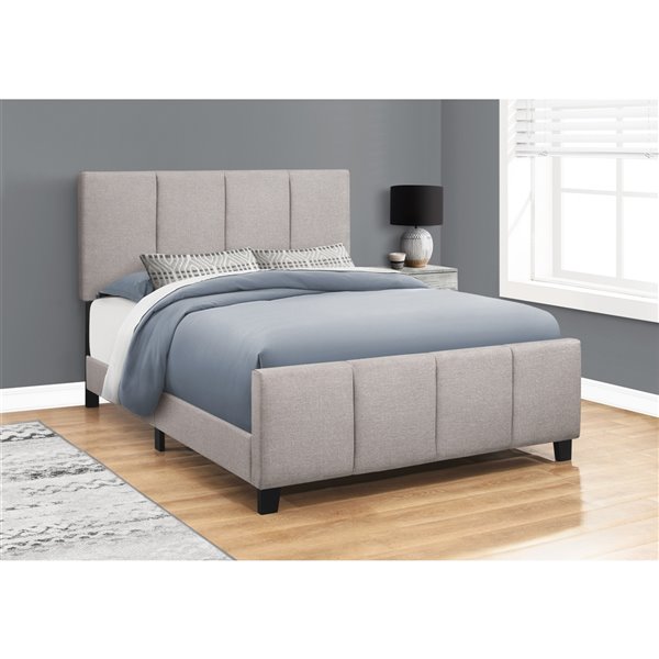 Monarch Specialties Bed In Grey Linen, Bed Frame Legs Canada