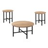 Monarch Specialties Accent Table Set - Golden Pine and Black Metal - Set of 3