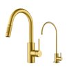 KRAUS Oletto Pull-Down Kitchen Faucet and Filter Faucet in Brushed Brass
