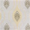 Dundee Deco Falkirk McGowen Peel and Stick Wallpaper Damask Beige, Grey Stylized Vines, Flowers - 35.5 Sq. ft.