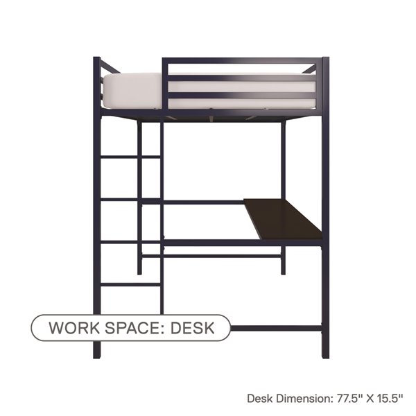Dhp Miles Study Loft Bed Full 56 5, Dhp Twin Over Futon Bunk Bed Instructions Pdf