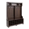 Prepac Wide Hall Tree with 24 Shoe Cubbies in Espresso Finish - 77-in x 60-in x 15.5-in