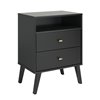 Prepac Milo 2-drawer Tall Nightstand with Open Shelf, Black