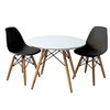 Plata Import Eames Style Kid's Set 2 Chairs and 1 Table in Black with Wood Legs