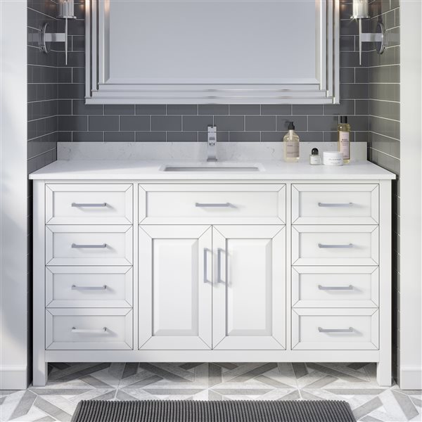 White Single Sink Bathroom Vanity, 60 Single White Vanity