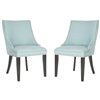 Safavieh Afton 20-in H Side Chair  with Silver Nail Heads - LIGHT BLUE Seat and Rustic Black Finish (Set Of 2)