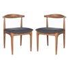 Safavieh Lionel Retro Dining Chair  - Dark Gray Seat and Brown Finish (Set Of 2)