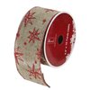Northlight Star Wired Christmas Craft Ribbon - 2.5-in x 10 Yards - Red and Beige