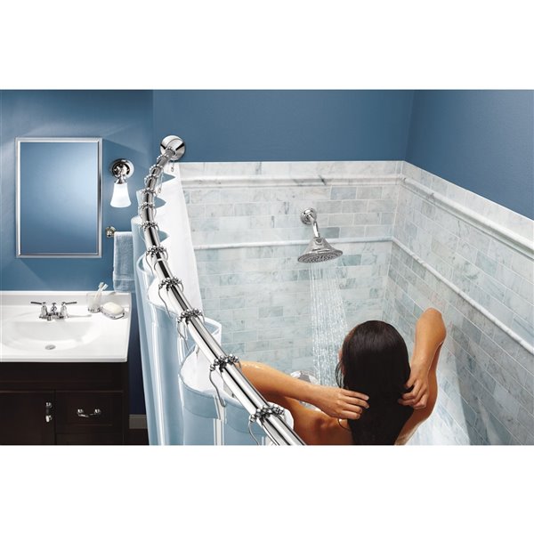 Moen Tension Curved Shower Rod Chrome, Bowed Curtain Rod For Showers