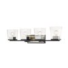 Z-Lite Bleeker Street 4 Light Vanity and Clear Glass - Matte Black and Brushed Nickel