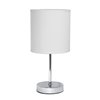 Simple Designs Chrome Mini Basic Table Lamp with Fabric Shade - Chrome and White - 11-in