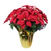 Northlight 28-in Red Artificial Christmas Poinsettia with Gold Wrapped Pot