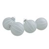 Northlight Frosted and Glitter Striped Matte Glass Christmas Ball Ornaments - Clear - 4 Piece