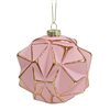 Northlight Round Geometric Glass Christmas Ornament - 4-in - Pink and Gold