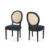 Best Selling Home Decor Govan Wooden Dining Chairs with Cushions, Navy Blue and Black (Set of 2)