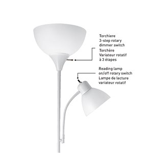 Globe Electric Delilah Torchiere Floor, Delilah 72 In Silver Torchiere Floor Lamp With Adjustable Reading Light