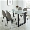 Worldwide Homefurnishings  Contemporary Dining Set with Glass Table/Black Legs - Gray/Silver - 5 Pcs