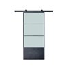 Colonial Elegance Concorde Steel Barn Door with Installation Hardware Kit - 37-in x 84-in - Black/Frosted Glass