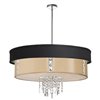 Dainolite Chandelier 4-Light with Crystal Accents - Polished Chrome with Black & Cream Shade