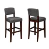Brassex Bar Stool Counter Stool in Grey Fabric - 24-in - Set of 2