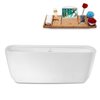 Streamline 31W x 67L Glossy White Acrylic Bathtub and a Matte Black Center Drain with Tray