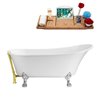 Streamline 27W x 55L Glossy White Acrylic Clawfoot Bathtub with Polished Chrome Feet and Reversible Drain with Tray