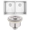 American Imaginations 20-in x 29-in Stylish Nickel Double Equal Bowl Drop-In Residential Kitchen Sink