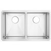 American Imaginations 20-in x 29-in Contemporary Brushed Nickel Double Equal Bowl Drop-In Residential Kitchen Sink