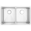 American Imaginations 20-in x 29-in Trendy Brushed Nickel Double Equal Bowl Drop-In Residential Kitchen Sink