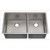 American Imaginations 20-in x 29-in Brushed Nickel Double Equal Bowl Drop-In Residential Kitchen Sink