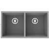 American Imaginations 18-in x 32-in Sleek Black Granite Composite Double Equal Bowl Drop-In Residential Kitchen Sink