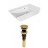 American Imaginations Stylish White Vessel Rectangular Bathroom Sink - Gold Hardware - 15.5-in - Overflow Included