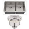 American Imaginations 20-in x 29-in Chic Brushed Nickel Double Equal Bowl Drop-In Residential Kitchen Sink