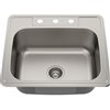 American Imaginations 22-in x 25-in Chic Brushed Nickel Single Bowl Drop-In Residential Kitchen Sink