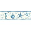 Chesapeake Island Bay Seashells Prepasted Wallpaper Border - 6.83-in - Blue