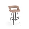 Amisco Harris 26.63-in Swivel Counter Stool - Soft Pink Fabric - Glossy Grey Metal