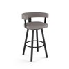 Amisco Parker 30.25-in Swivel Bar Stool - Taupe Grey Faux Leather - Black Metal