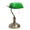 Simple Designs Executive Banker's Desk Lamp with Glass Shade - 14.75-in - Antique Nickel and Green