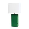 Elegant Designs Modern Leather Table Lamp with USB and Fabric Shade - 21-in - Green