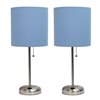 LimeLights 2-Piece Trendy Modern/Contemporary Standard Lamp Set with Blue Shades (2 Table Lamps) - Steel Fixtures