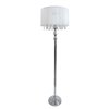 Elegant Designs Trendy Charming Sheer Shade Floor Lamp with Hanging Crystals - 61.5-in - Chrome