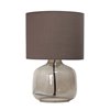 Simple Designs Glass Table Lamp with Fabric Shade - 13-in - Smoke and Gray