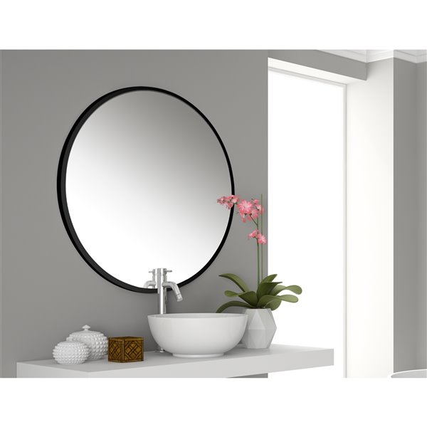 Round Black Framed Vanity Mirror, Framed Bathroom Mirrors Canada