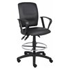 Nicer Interior Multi-Function Ergonomic Drafting Chair with Adjustable Arms - Black Faux Leather