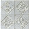Dundee Deco Falkirk Jura II Peel and Stick 3D Wall Panel - Flowers in Rhombus - 28-in x 28-in - Off-White - 5-Pack