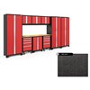 NewAge Products Bold Series 162-in x 76.75-in Deep Red Steel Cabinet Set - Bamboo Work Surface - 800-sq. ft. - 10-Piece