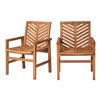 Walker Edison Patio Wood Chairs - Set of 2 - Brown