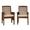 Walker Edison Acacia Patio Chairs with Cushions - Set of 2 - Brown
